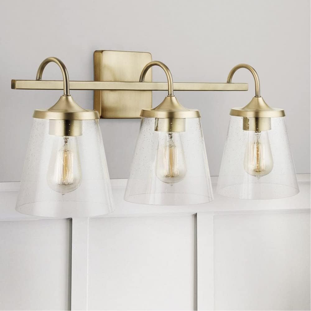 Capital Lighting 139132CH-496 Jayne Mid-Century seeded Cone Glass Bath Vanity Wall Mount, 3-Light 300 Total Watts, 11' H x 24' W, Chrome