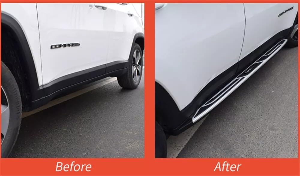 2PCS Running Boards Fits for Jeep Compass MP/552 2017-2025 Automotive Exterior Accessories Side Step Aluminium Pedal (with Brackets)