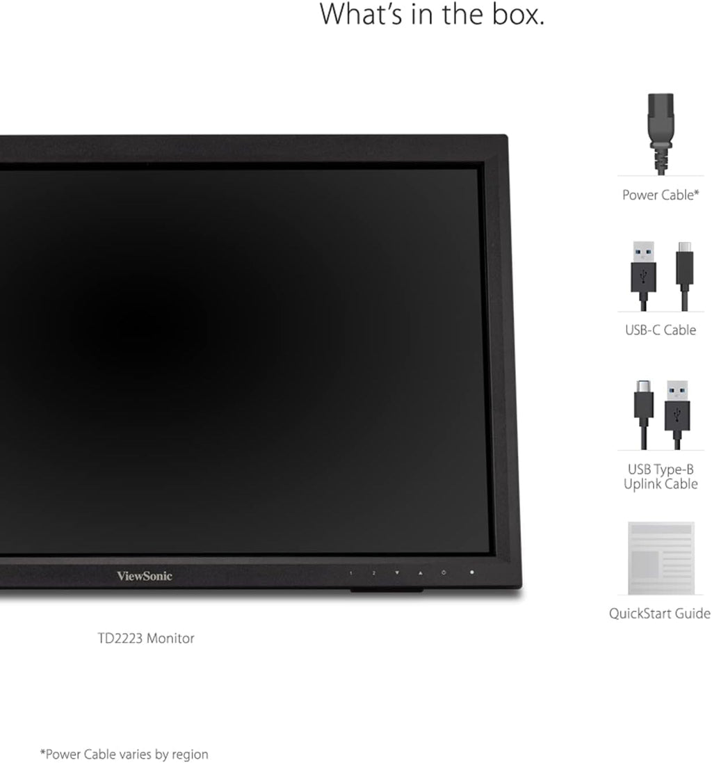 ViewSonic TD2223 22 Inch 1080p 10-Point Multi IR Touch Screen with Eye Care HDMI, VGA, DVI and USB Hub (Renewed)