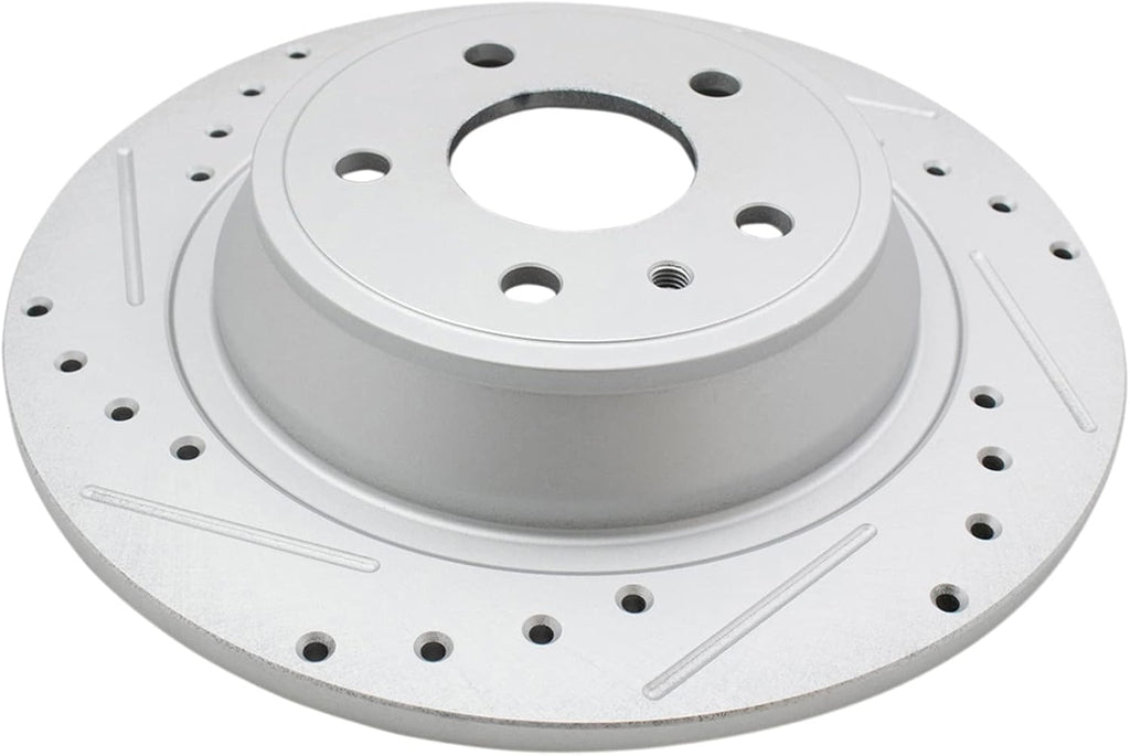 TRQ Performance Front and Rear Brake Rotor Set Coated Drilled Slotted Compatible with 13-20 Ford Fusion 13-16 Lincoln MKZ Hybrid with 302mm Rear Rotors