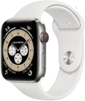 Apple Watch Series 6 (GPS + Cellular, 44mm) - Titanium Case with White Sport Band (Renewed)