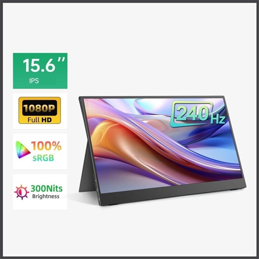 Portable Monitor for Laptop 15.6 Inch FHD 1080P 240HZ Travel Monitor for Laptop, Ultra-Thin Zero Frame, Portable Screen Portable Gaming Monitor