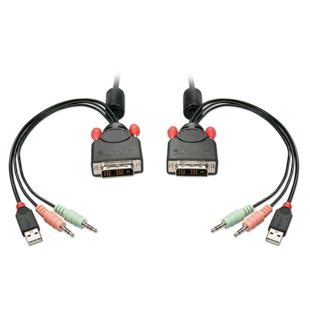 LINDY Compact 2 Port KVM Switch - DVI, USB 2.0 & Audio, Black