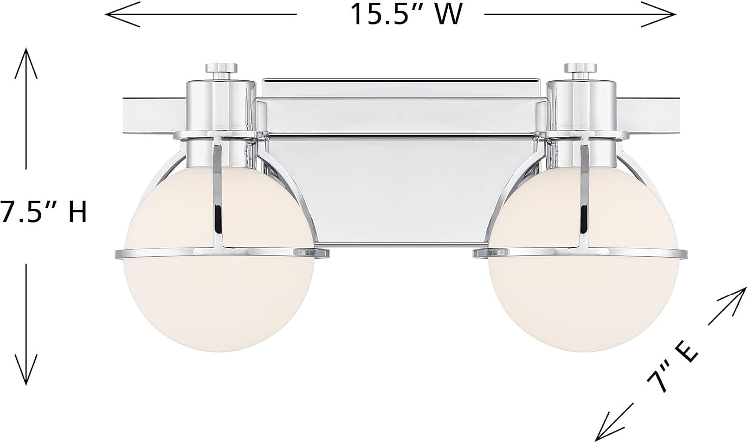 Savoy House 8-1060-2-11 Pierce Vintage Industrial Opal Glass Bathroom Vanity Wall Light, 2-Light 120 Total Watts, 8' H x 16' W, Chrome
