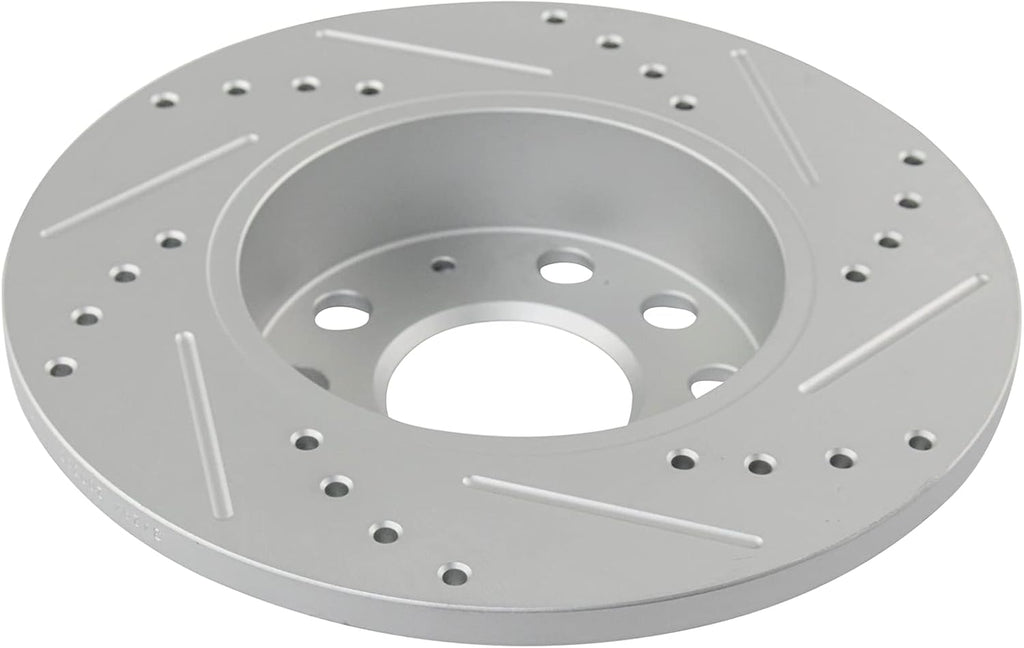 TRQ Performance Front and Rear Brake Rotor Set G Coated Drilled and Slotted Compatible with 2005-2010 Volkswagen Jetta 2008 Rabbit
