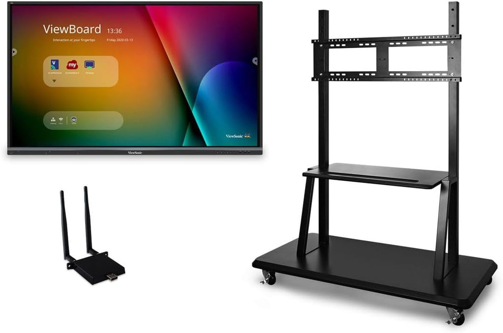 ViewSonic 55' 4K Touch Enabled ViewBoard Smart Display with WiFi Adapter and Mobile Trolley Cart