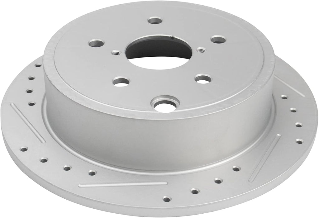 TRQ Front and Rear Brake Rotor Set G Coated Drilled and Slotted Compatible with 2015-2021 Subaru WRX