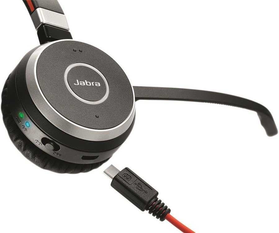 Jabra Evolve 65 Bluetooth Stereo Headset Bundle, MS Version, Two Mic Cushions, USB Dongle, Charging Stand, Compatible for Skype for Business, Lync, Teams, Voice & Video Apps, Smartphones, Pc, Mac