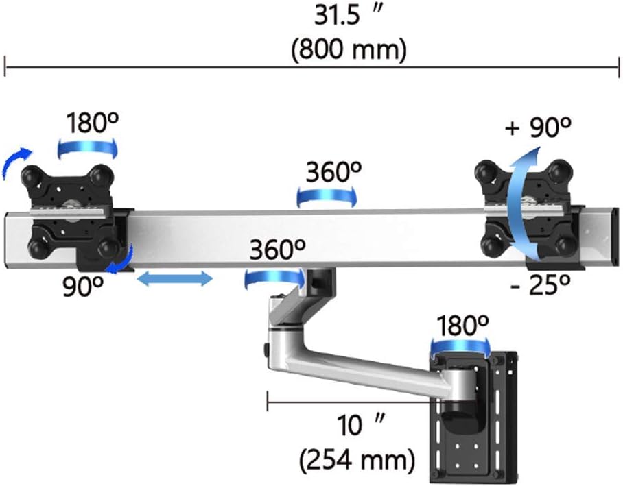 Dual Monitor Slatwall Mount with Cross Bar and Dual Swivel Arm for Compatible Apple Displays