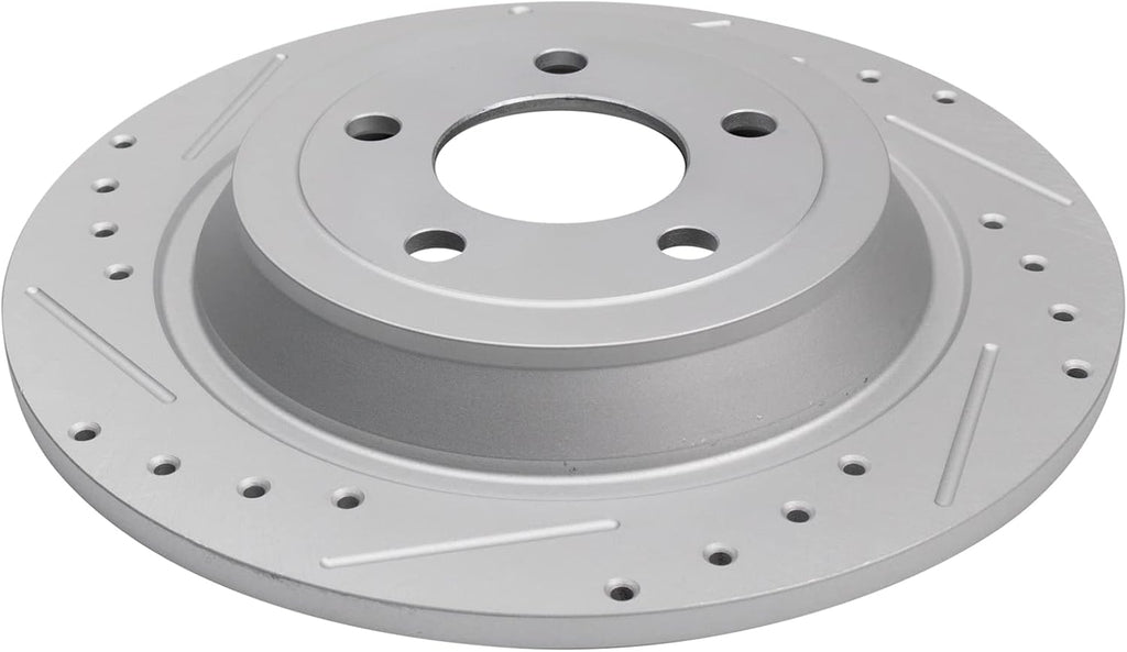 TRQ Performance Front and Rear Brake Rotor Set G Coated Drilled and Slotted Compatible with 2015-2020 Ford Mustang