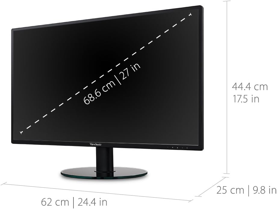 ViewSonic VA2746MH-LED 27 Inch Full HD 1080p LED Monitor with HDMI and VGA Inputs for Home and Office Black