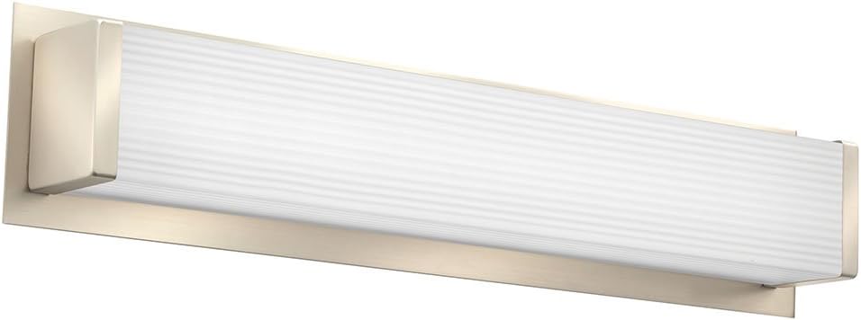 Lithonia Lighting 24-Inch LED Vanity Light with Warm White Color Temperature, Traditional Square Bathroom Vanity Wall Light Fixture for Over The Mirror, Brushed Nickel