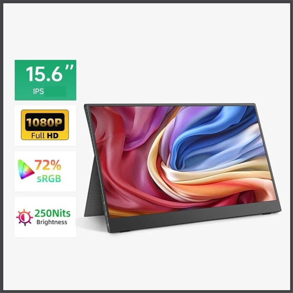 Portable Monitor for Laptop 15.6-inch 16:9 1080P HDR Gaming Phone Extended Portable Screen Travel Monitor Portable Gaming Monitor