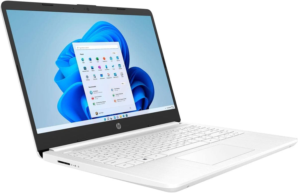 HP 14-dq0032dx 14' HD Notebook Computer, Intel Celeron N4020 1.1GHz, 4GB RAM, 64GB eMMC Flash Memory, Windows 11 Home S Mode, Snowflake White