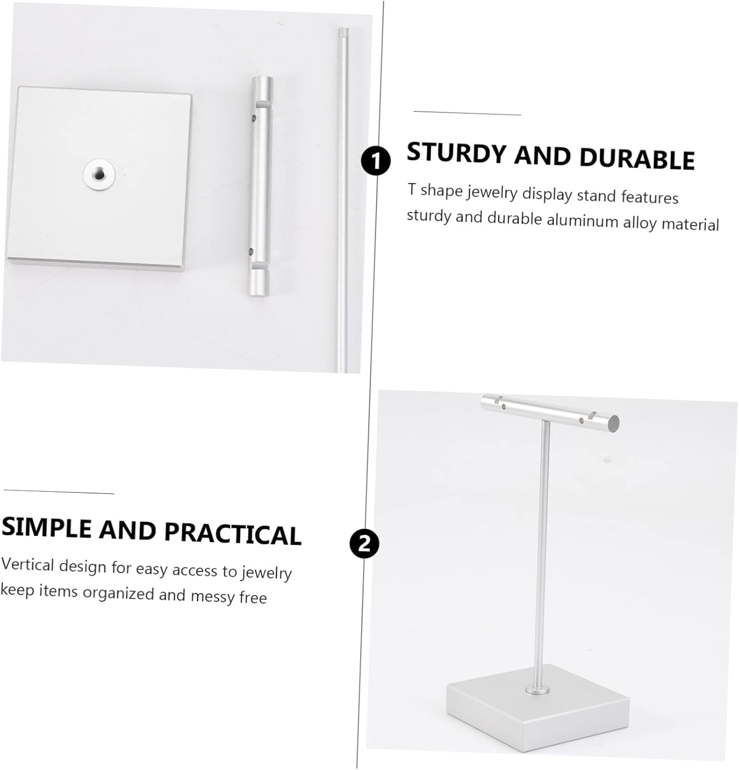 1pc Earring Display Stand Earrings Holder Jewelry Holder Stand T- Shaped Storage Rack Earring Display Bracelet Stand Jewelry Storage Stand Aluminum Alloy Monitor Detachable