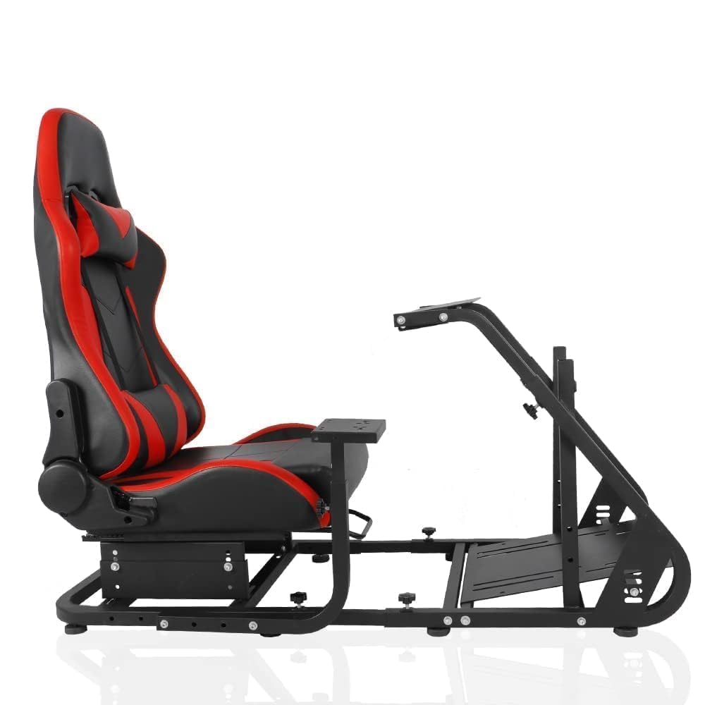 Marada Racing Simulator Cockpit with Comfort Gaming Seat Fit for Logitech G923 G920 G27 G29, for Thrustmaster T300, for Fanatec,Pro Sim Driving Race Stand Mountable Monitor Stand, No Shift Wheel Pedal