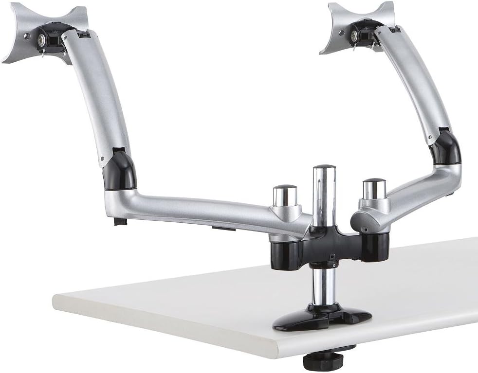 Dual Apple Desk Mount Spring Arm Grommet Base - Silver (DM-GS2A-G)