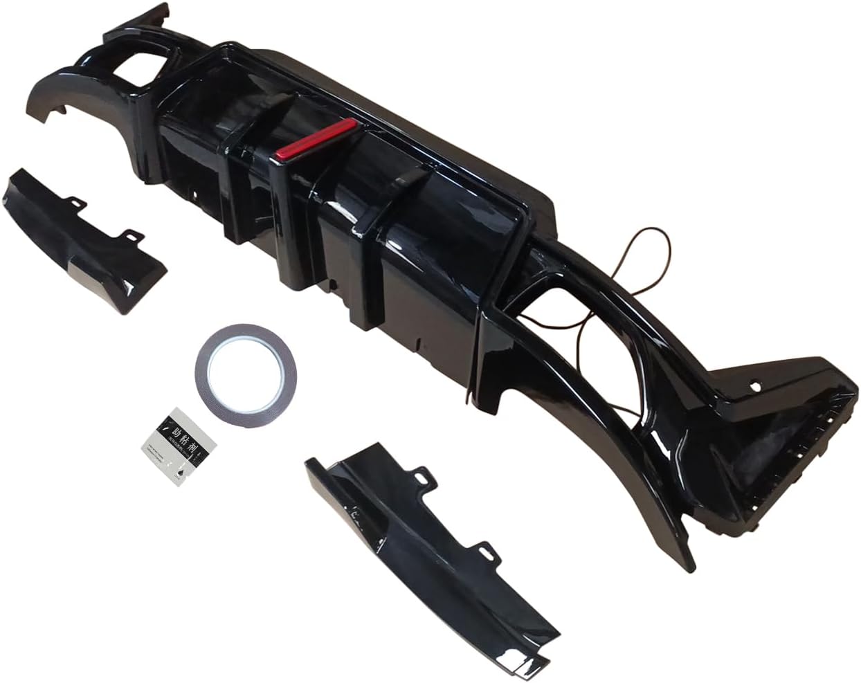 Rear Diffuser Fit for BMW 3 Series G20 330i/M340i LCI 2023-2024 Sedan 4-Door Gloss Black Rear Lower Diffuser with LED Light Automotive Exterior Accessories ABS 3PC Body Kit