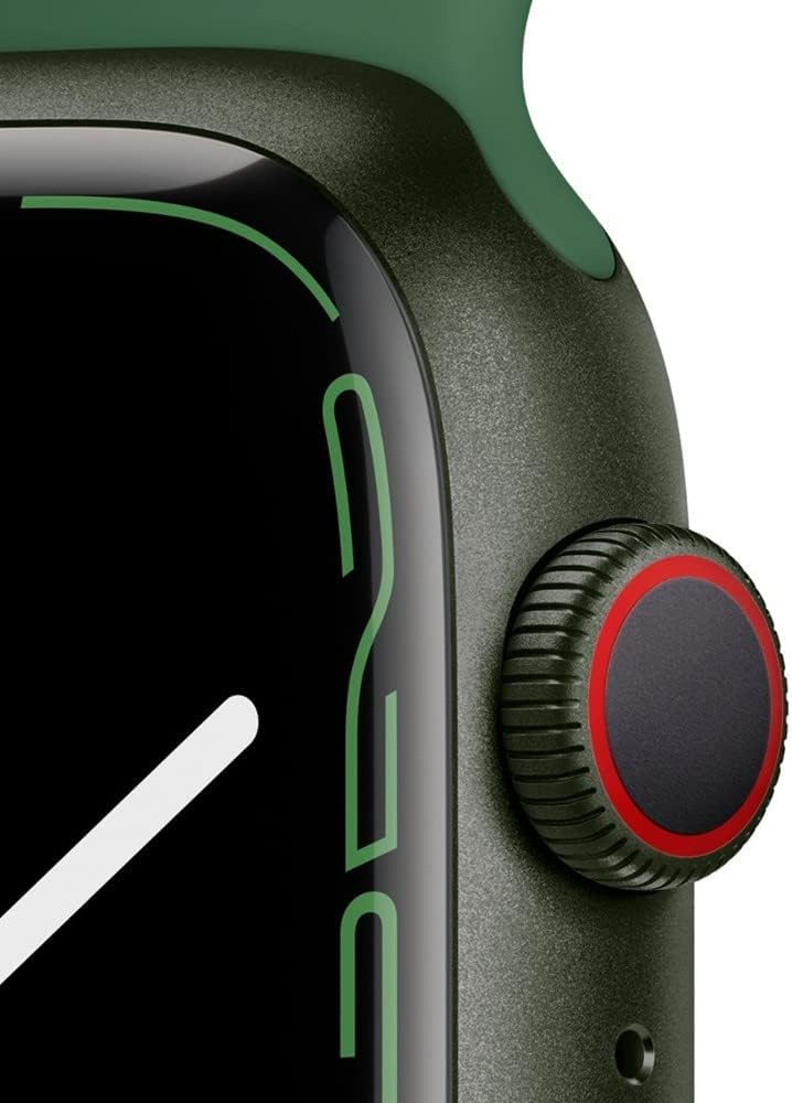 Apple Watch Series 7 (GPS + Cellular, 45mm) Green Aluminum Case with Clover Sport Band, Regular (Renewed)