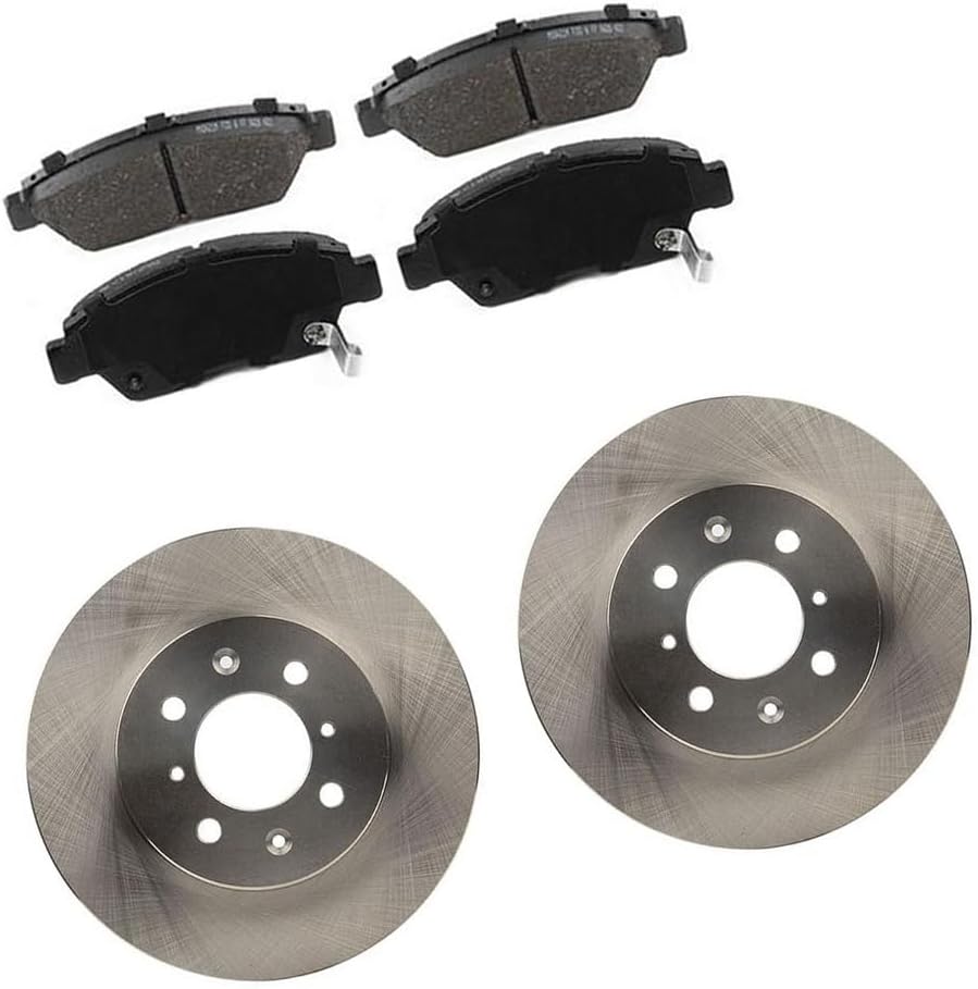 6Pcs Vented Brake Rotor and Semi-Metallic Pads Front Replacement Brakes Kit fits Honda Civic del Sol 1.6L 1994 1995 1996 1997, fits Civic 1.6L 1993 1994 1995, fits Fit 1.5L 2007 2008