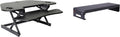 Rocelco 46' Height Adjustable Corner Standing Desk Converter with Dual Monitor Stand Bundle - Quick Sit Stand Up Computer Workstation Riser - Extra Large Keyboard Tray - Black (R CADRB-46-DMS)