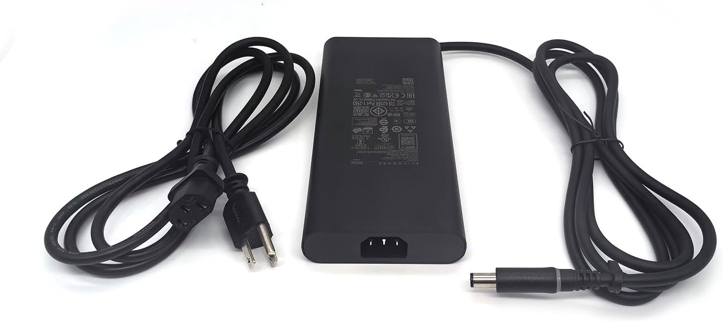 Dell Alienware GAN Laptop Charger 360W Barrel 7.4mm tip,Aliemware M18 X16 M16 X17 R2 AC Adapter, Black, LA360PM230
