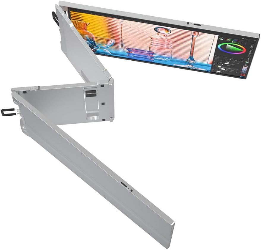 VSDISPLAY 15'' Triple Laptop Screen Extender, 1920x1080 IPS Foldable Dual Monitors for Laptop, USB-C & Mini H/D Portable Travel Display for 13.3-16'' Laptops