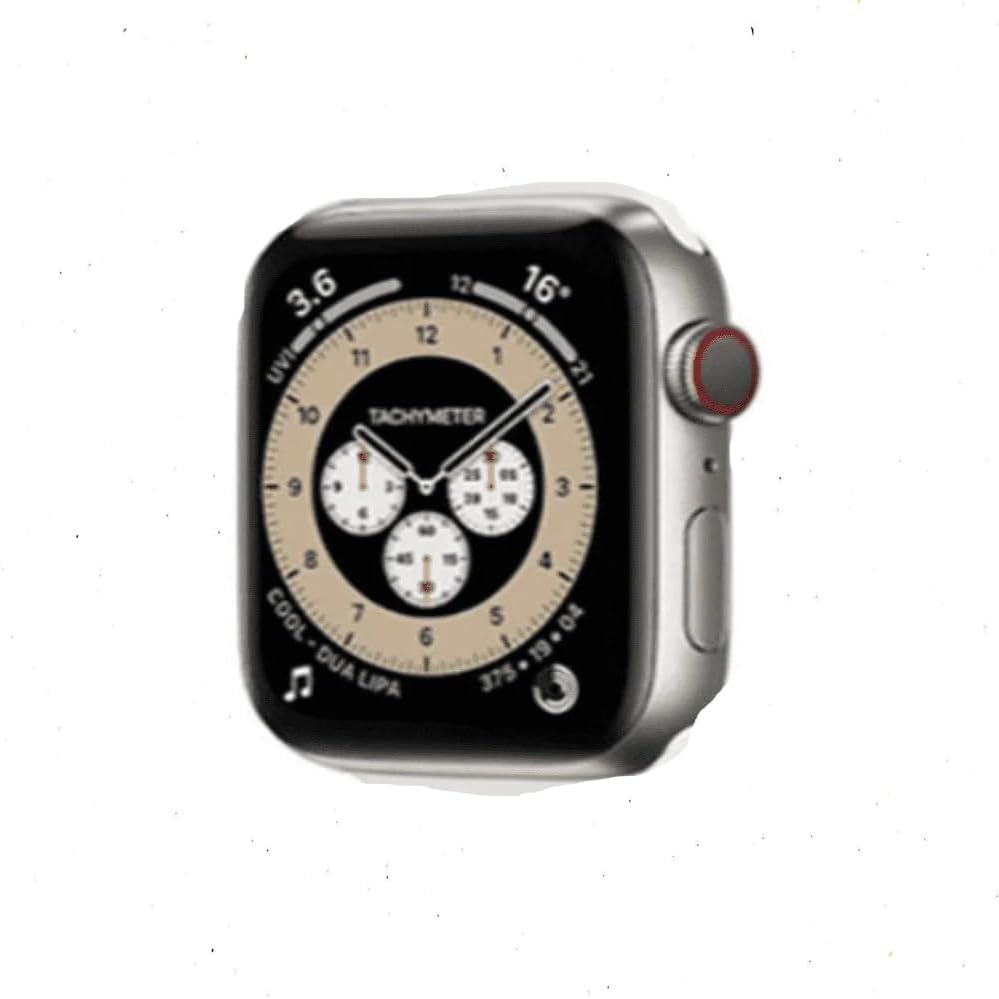 Apple Watch Series 6 (GPS + Cellular, 44mm) - Titanium Case with White Sport Band (Renewed)