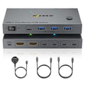 USB C KVM Switch for 2 Monitors 2 Laptops, Reyoten Dual Monitor USB Type-C KVM Switcher with PD Charging Function, Supports 4K@60Hz for 2 PCs, No Driver Required