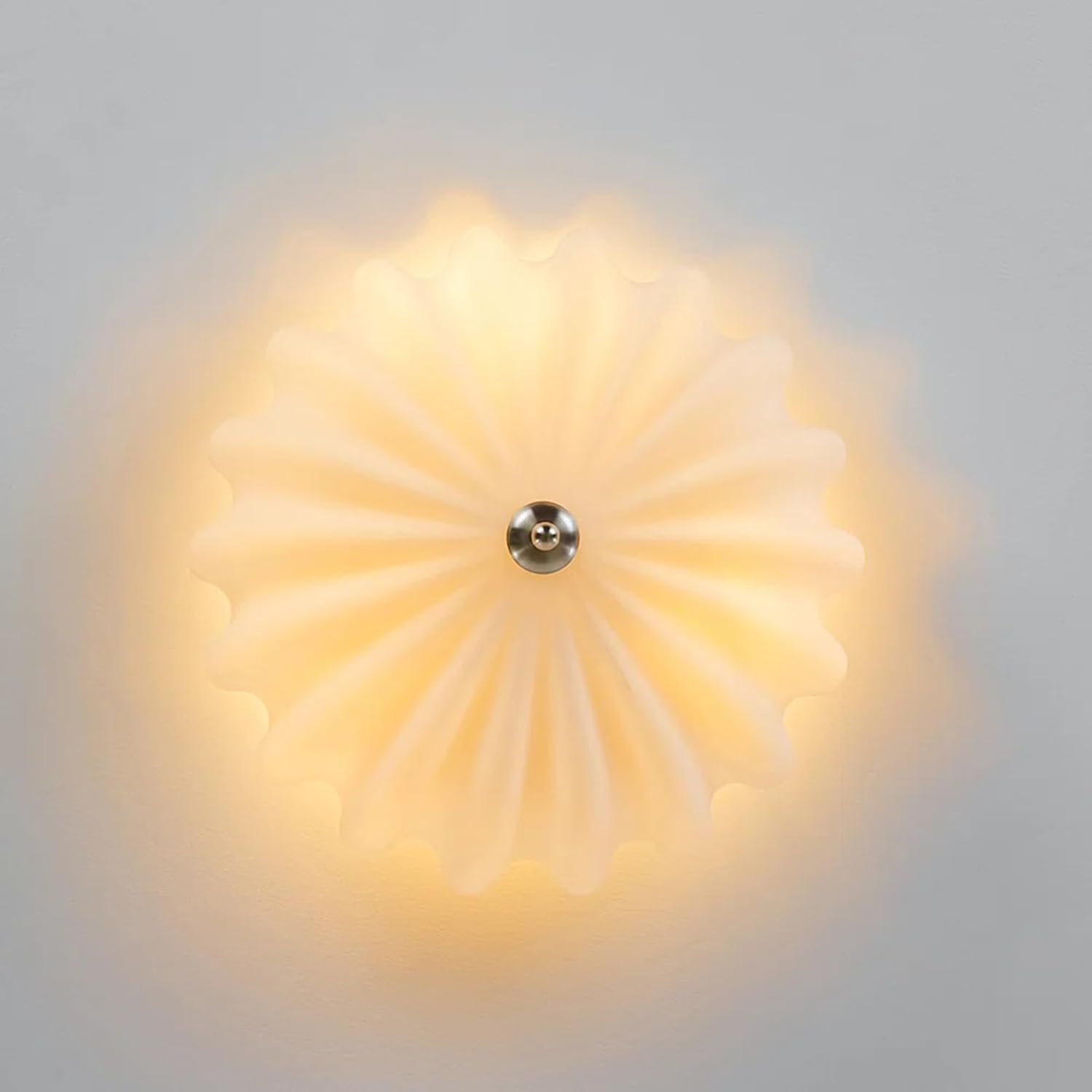 Mid Century Modern Flush Mount Ceiling Light with Milk White Glass Shade, White Flower Ceiling Lamp, 15.74inch Large LED Kitchen & Hallway Ceiling Light Fixture.