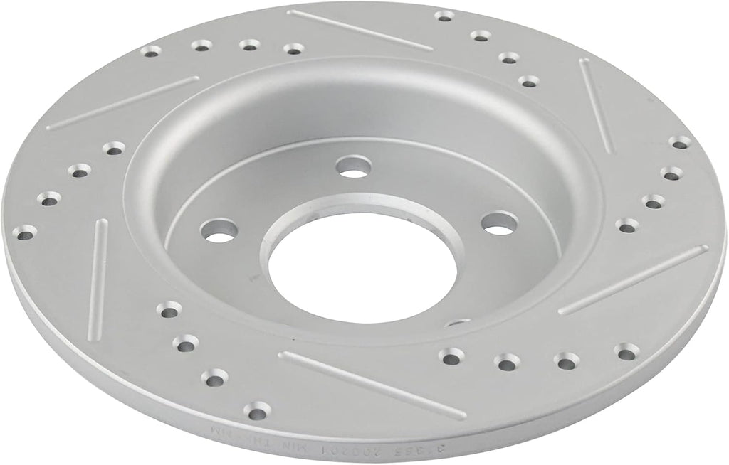 TRQ Front and Rear Performance Brake Rotors Set Premium G-Coated Cross Drilled & Slotted Compatible with 2004-2013 Mazda 3