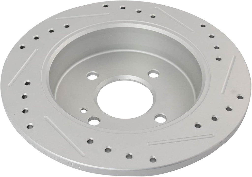 TRQ Performance Front and Rear Brake Rotor Set G Coated Drilled and Slotted Compatible with 2012-2017 Hyundai Accent 2012-2018 Kia Rio
