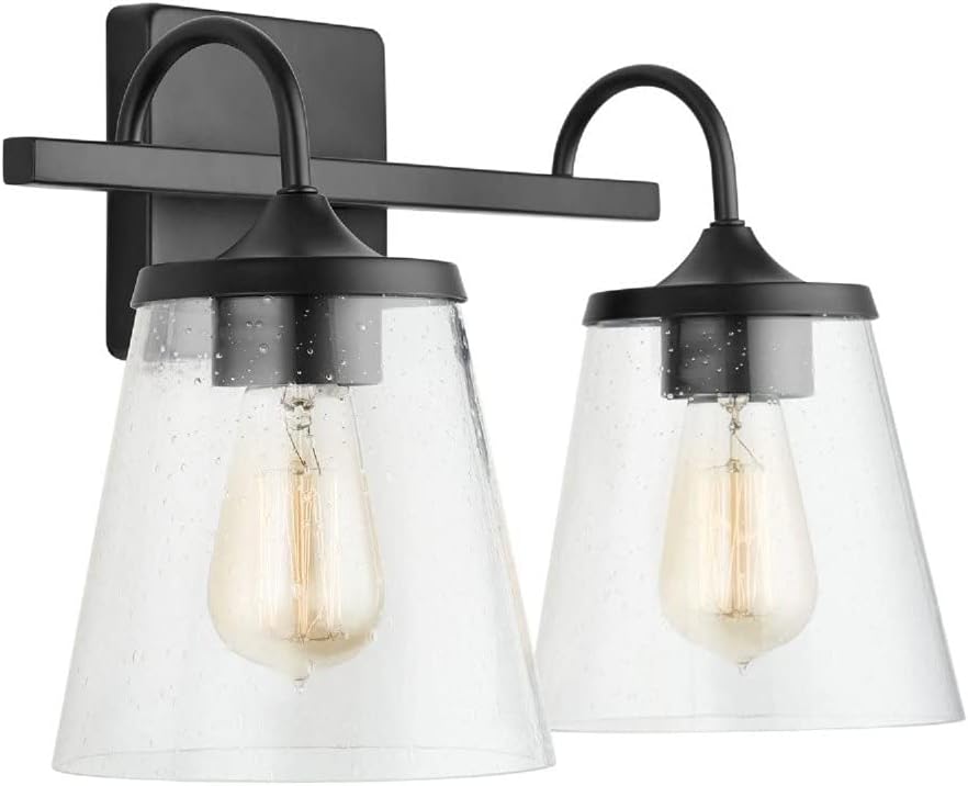 Capital Lighting 139122CH-496 Jayne Mid-Century seeded Cone Glass Bath Vanity Wall Mount, 2-Light 200 Total Watts, 11' H x 15' W, Chrome