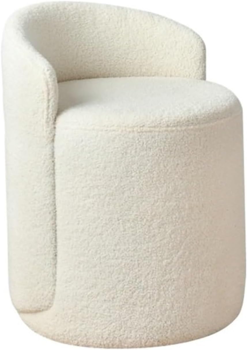 Modern Round Ottoman Multifunctional Vanity Chair Footrest Stool PU Leather Upholstered Wood Frame Non-Slip Rubber Pads Practical(Orange) (White 1' D x 1' W x 1' H)
