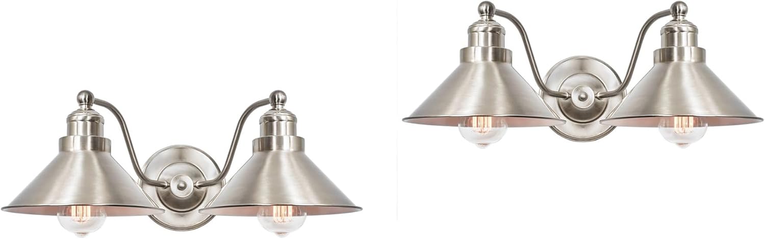 Kira Home Welton 19' Modern Industrial 2-Light Wall Sconce, Brushed Nickel Finish, Pack of 2