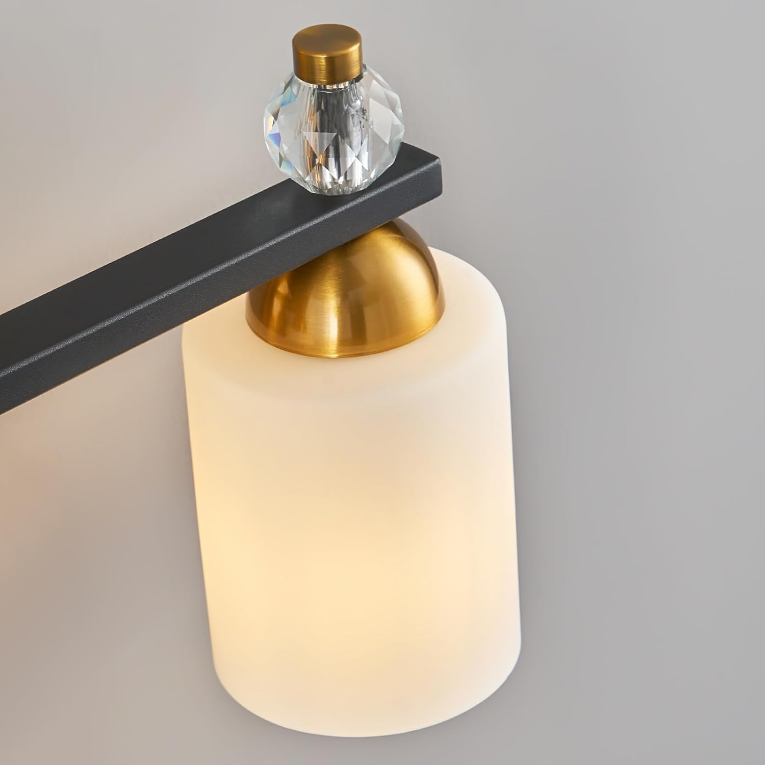 White Glass Bathroom Vanity Light Fixtures 6 Light Mid Century Black Gold Vanity Light Over Mirror Modern Vanity Lights for Bathroom Mirror Hallway E26 Socket (Bulbs Not Included)