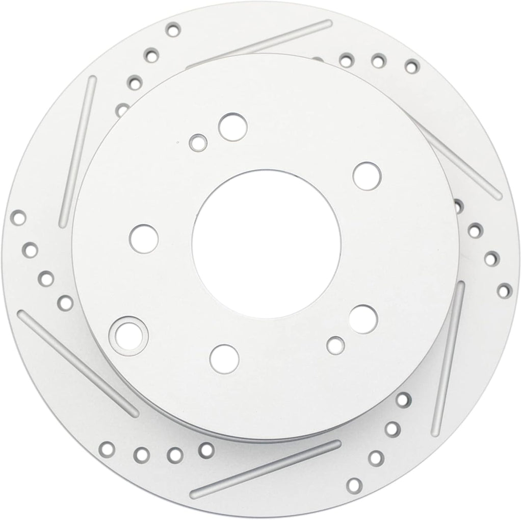 TRQ Performance Front and Rear Brake Rotor Set G Coated Drilled and Slotted Compatible with 2004-2012 Mitsubishi Galant