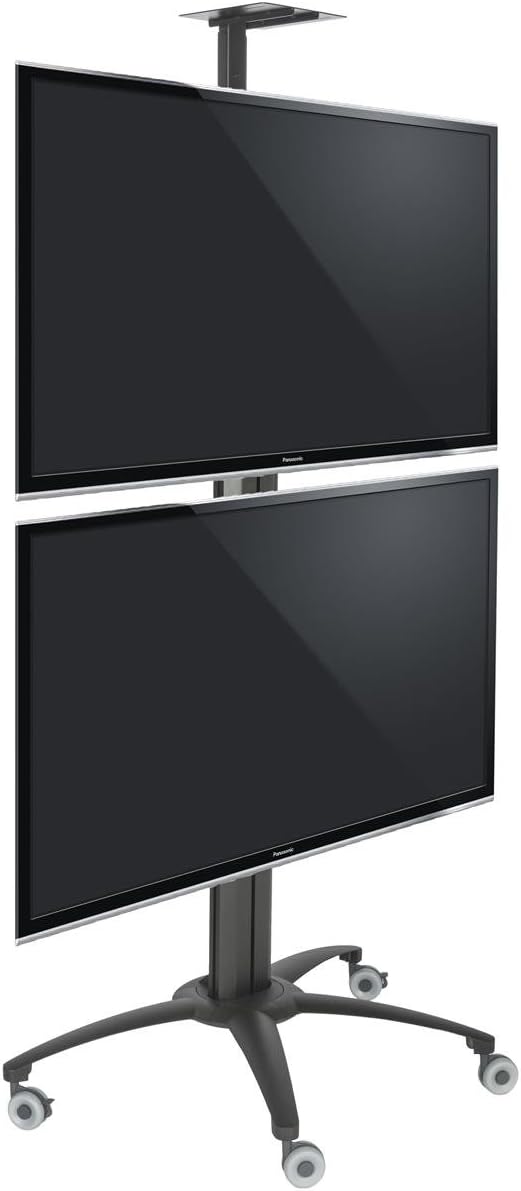 Displays2go LPGP36WB2 Dual TV Stand, Single Sided, for 30-60 Inch Flat Screen Monitors, Camera Tray