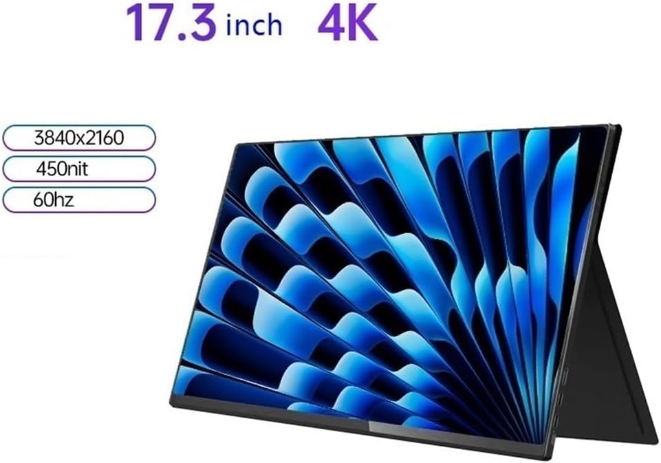 Portable Monitor for Laptop 17.3 Inch 60HZ Portable Monitor Extended Sub-Screen 3840 * 2160 Laptop Mobile Phone External Portable Gaming Monitor