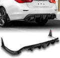 Stay-Tuned Rear Bumper Diffuser Spoiler Lip W/LED Brake Light Compatible with 2014-2017 Infiniti Q50, Auto Body Kit Replacement Parts, Car Mods Exterior Accessories (Painted Black/Smoke LED)