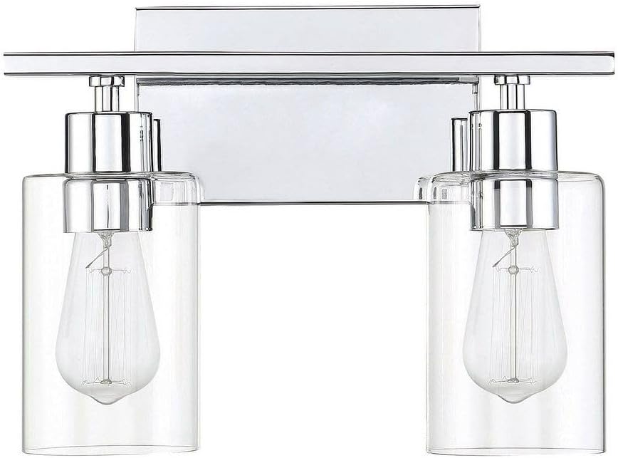 Savoy House 8-2149-2-11 Lambert Modern Clear Glass Bathroom Vanity Wall Light, 2-Light 120 Total Watts, 10' H x 13' W, Polished Chrome