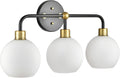 Linea di Liara Lukasa Modern Bathroom Vanity Lights Fixtures 3-Lights Over Mirror Lighting Matte Black and Gold Vanity Lights for Bathroom Light Fixtures Frosted Glass Covers, UL Listed
