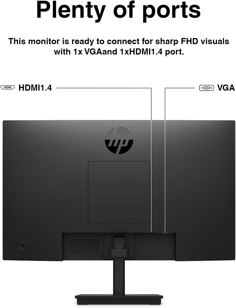HP 22' FHD VA Monitor with 5 ms Response Time, Anti-Glare, Flicker Free, VESA Mount (100x100mm), HDMI, VGA & Dockztorm USB Port Expander, Black Color & ErgoFlexy Dual Monitor Mount (2 Pack)