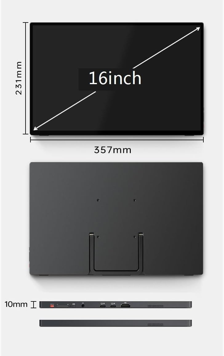 Portable Monitor for Laptop Portable Display 16-inch 3K Ten-Point Touch Game Console Extended Sub-Screen 60 Hz Refresh Rate Portable Gaming Monitor