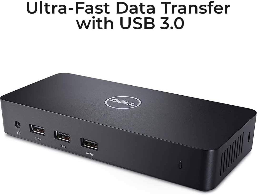 Dell D3100 Docking Station Bundle - Dual Monitor USB 3.0 Ultra HD/4K Support - Includes HDMI Cable, 65W Power Adapter, Ethernet Cable & Microfiber Cleaning Cloth (Renewed)
