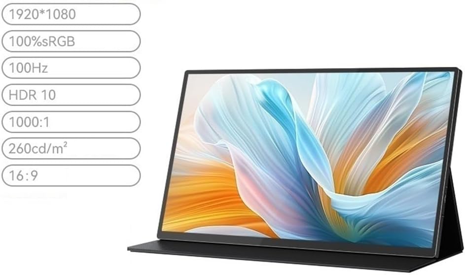 Portable Monitor for Laptop 100Hz High Refresh Rate Laptop Second Screen 1920 * 1080 Full HD 18.5 Inch Portable Monitor Portable Gaming Monitor
