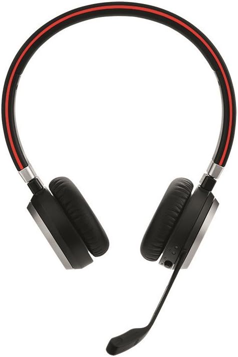 Jabra Evolve 65 Bluetooth Stereo Headset Bundle, MS Version, Two Mic Cushions, USB Dongle, Charging Stand, Compatible for Skype for Business, Lync, Teams, Voice & Video Apps, Smartphones, Pc, Mac