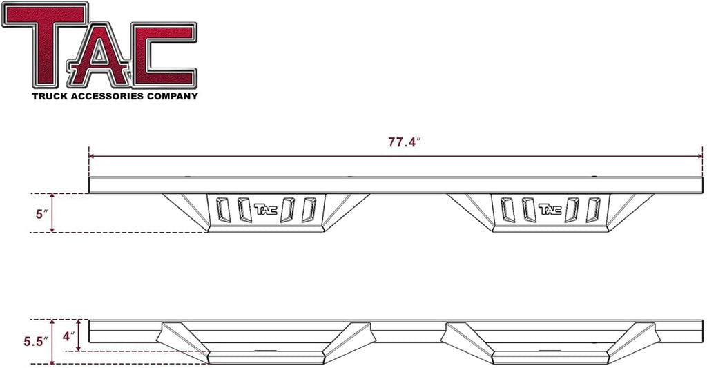 TAC Sidewinder Running Boards Fit 2005-2026 Nissan Frontier Crew Cab 4' Drop Side Step Nerf Bar Rocker Slider Pickup Truck Exterior Accessories 2pcs