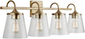Capital Lighting 139142AD-496 Jayne Unique Rectangular Clear Seeded Glass Bath Vanity Wall Mount, 4-Light 400 Total Watts, 11' H x 33' W, Aged Brass
