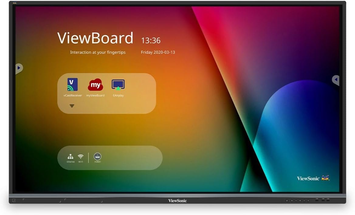 ViewSonic 55' 4K Touch Enabled ViewBoard Smart Display with WiFi Adapter and Mobile Trolley Cart